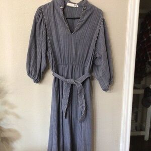 Vintage Alfred Shaheen charcoal grey dress with tie belt. Size 10
